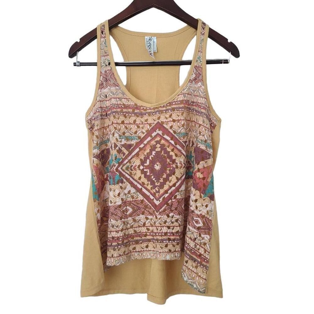 Ransom Women's Multicolor Racerback Scoop Neck Sleeveless Tank Tops Size Medium